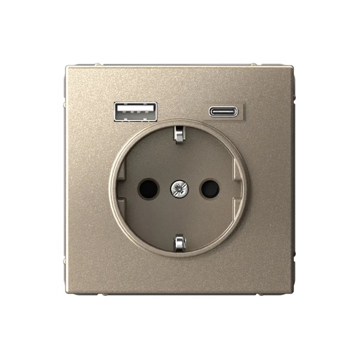 ARTGALLERY РОЗЕТКА 16А с 2 USB A+C, 5В/2,4А/3,0А, 2х5В/1,5А, механизм, ШАМПАНЬ GAL000532 - фото 6908