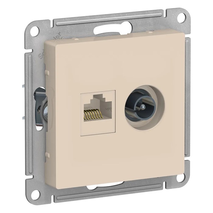 ATLASDESIGN РОЗЕТКА двойная ТВ + компьютерная RJ45 кат. 5e, механизм, БЕЖЕВЫЙ ATN000289 - фото 703