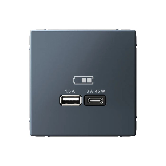 ARTGALLERY USB РОЗЕТКА A + тип-C 45Вт высокоскор.заряд. QC, PD, механизм, ГРИФЕЛЬ GAL000729 - фото 7172