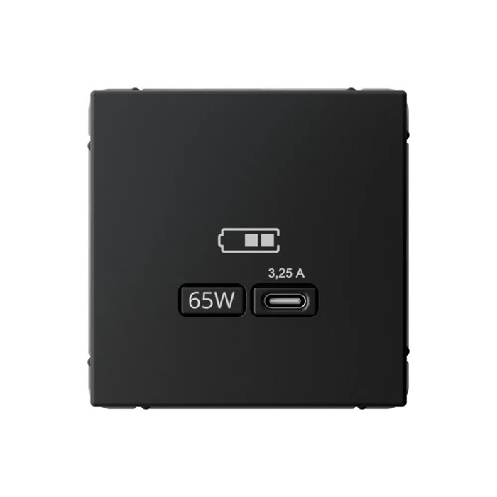 ARTGALLERY USB РОЗЕТКА тип-С 65Вт высокоскор.заряд. QC, PD, механизм, КАРБОН GAL001027 - фото 7435