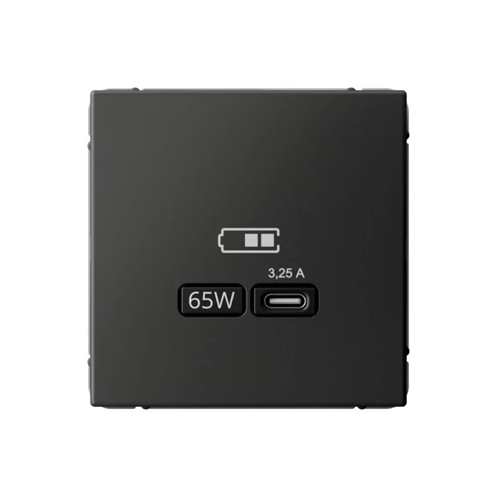 ARTGALLERY USB РОЗЕТКА тип-С 65Вт высокоскор.заряд. QC, PD, механизм, БАЗАЛЬТ GAL001427 - фото 7940