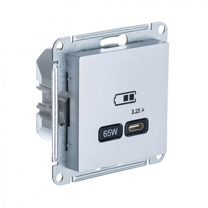 ATLASDESIGN USB РОЗЕТКА тип-С 65Вт высокоскор.заряд. QC, PD, механизм, АЛЮМИНИЙ ATN000327 - фото 844
