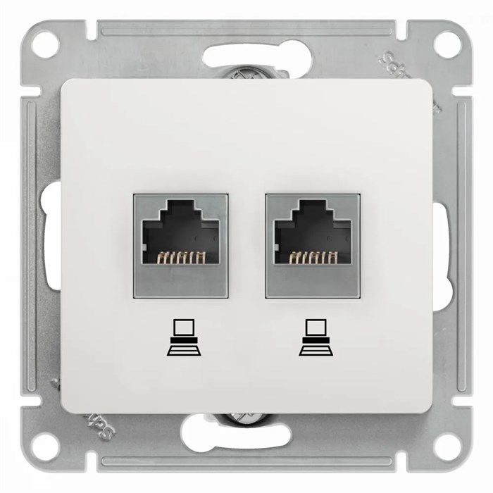 GLOSSA РОЗЕТКА двойная компьютерная RJ45+RJ45 кат. 5e, механизм, БЕЛЫЙ GSL000185KK - фото 8528