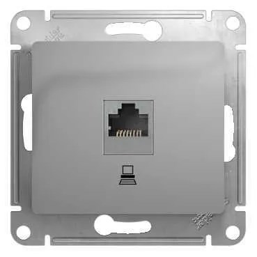 GLOSSA РОЗЕТКА компьютерная RJ45 кат. 5e, механизм, АЛЮМИНИЙ GSL000381K - фото 9153