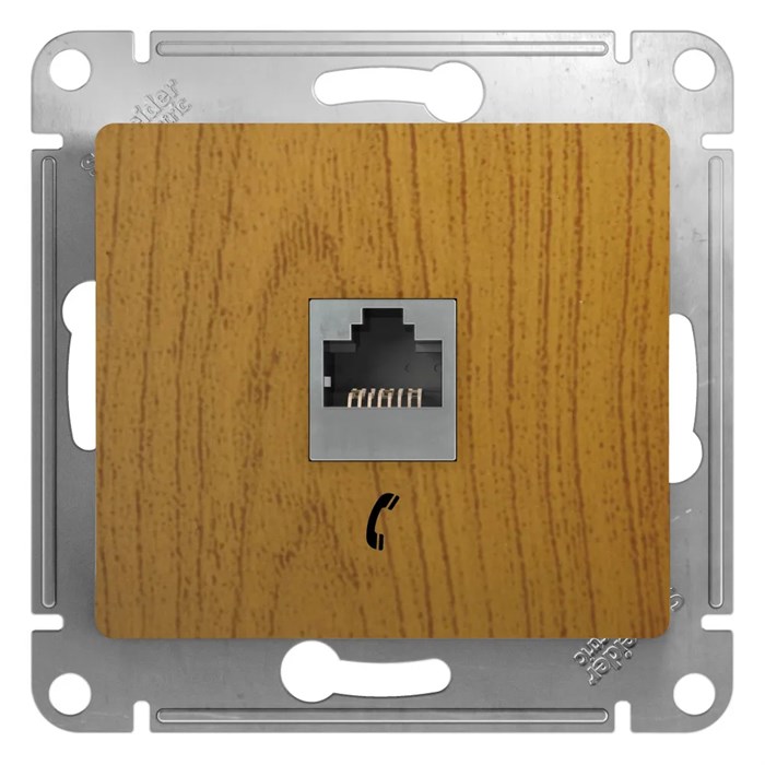 GLOSSA РОЗЕТКА телефонная RJ11, механизм, ДУБ GSL000581T - фото 9535