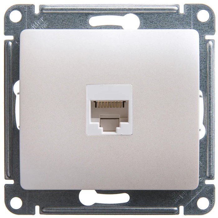 GLOSSA РОЗЕТКА компьютерная RJ45 кат. 5e, механизм, ПЕРЛАМУТР GSL000681K - фото 9779