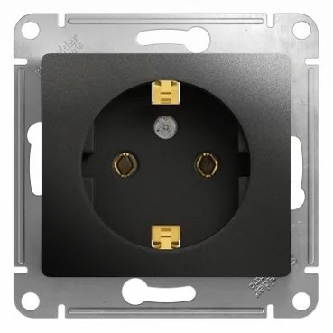 GLOSSA РОЗЕТКА с заземлением без шторок, 16А, механизм, АНТРАЦИТ GSL000743 - фото 9963