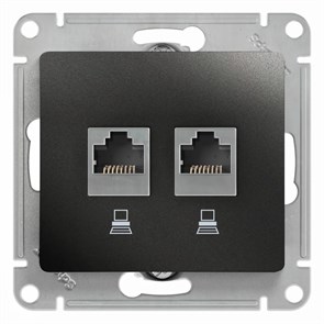 GLOSSA РОЗЕТКА двойная компьютерная RJ45+RJ45 кат. 5e, механизм, АНТРАЦИТ GSL000785KK