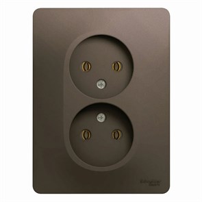 GLOSSA РОЗЕТКА двойная без заземления, 16А, 250В, в сборе, ШОКОЛАД GSL000820