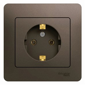 GLOSSA РОЗЕТКА с заземлением, 16А, в сборе, ШОКОЛАД GSL000842