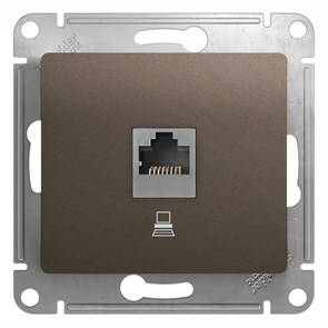 GLOSSA РОЗЕТКА компьютерная RJ45 кат.5Е, ШОКОЛАД GSL000881K