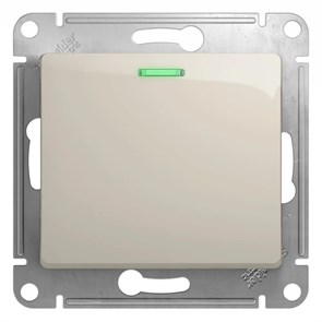 GLOSSA 1-клавишный ВЫКЛЮЧАТЕЛЬ с подсветкой, сх.1а, 10AX, механизм, МОЛОЧНЫЙ GSL000913