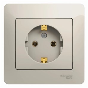 GLOSSA РОЗЕТКА с заземлением без шторок, 16А, в сборе, МОЛОЧНЫЙ GSL000942