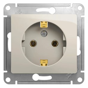 GLOSSA РОЗЕТКА с заземлением без шторок, 16А, механизм, МОЛОЧНЫЙ GSL000943