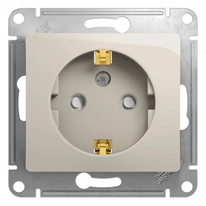 GLOSSA РОЗЕТКА с заземлением со шторками, 16А, механизм, МОЛОЧНЫЙ GSL000945