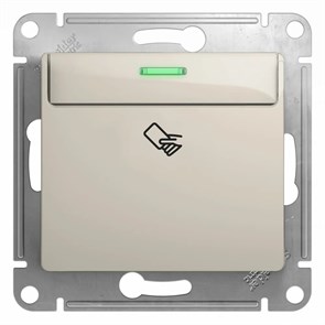 GLOSSA ВЫКЛЮЧАТЕЛЬ карточный с подсветкой, 10А, без задержки отключения, механизм, МОЛОЧНЫЙ GSL000969