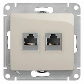 GLOSSA РОЗЕТКА двойная RJ11+RJ45 кат.5e, механизм, МОЛОЧНЫЙ GSL000985