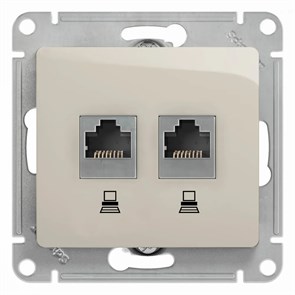 GLOSSA РОЗЕТКА двойная компьютерная RJ45+RJ45 кат. 5e, механизм, МОЛОЧНЫЙ GSL000985KK
