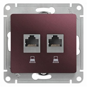 GLOSSA РОЗЕТКА двойная компьютерная RJ45+RJ45, кат.5Е, механизм, БАКЛАЖАНОВЫЙ GSL001185KK
