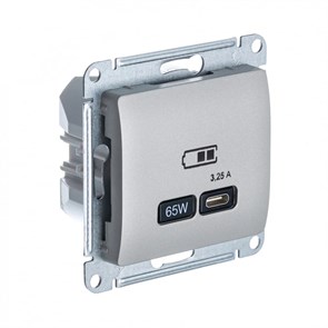 GLOSSA USB РОЗЕТКА тип-C 65Вт высокоскор.заряд. QC, PD, механизм, ПЛАТИНА GSL001227