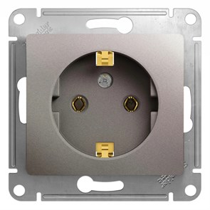 GLOSSA РОЗЕТКА с заземлением без шторок, 16А, механизм, ПЛАТИНА GSL001243
