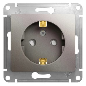 GLOSSA РОЗЕТКА с заземлением со шторками, 16А, механизм, ПЛАТИНА GSL001245