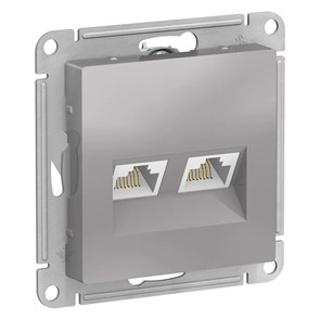 ATLASDESIGN РОЗЕТКА двойная компьютерная RJ45+RJ45 кат. 5e, механизм, АЛЮМИНИЙ ATN000385