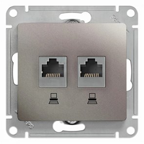 GLOSSA РОЗЕТКА двойная компьютерная RJ45+RJ45 кат. 5e, механизм, ПЛАТИНА GSL001285KK