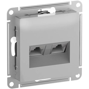 ATLASDESIGN РОЗЕТКА двойная компьютерная RJ45+RJ45 кат. 6А, механизм, АЛЮМИНИЙ ATN000388