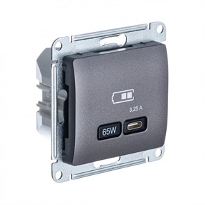 GLOSSA USB РОЗЕТКА тип-C 65Вт высокоскор.заряд. QC, PD, механизм, ГРАФИТ GSL001327