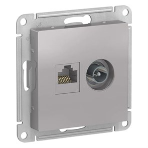 ATLASDESIGN РОЗЕТКА двойная ТВ + компьютерная RJ45 кат. 5e, механизм, АЛЮМИНИЙ ATN000389
