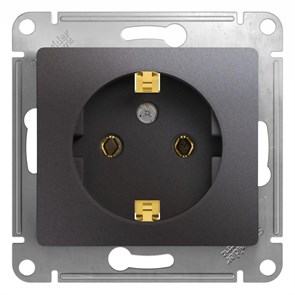 GLOSSA РОЗЕТКА с заземлением без шторок, 16А, механизм, ГРАФИТ GSL001343