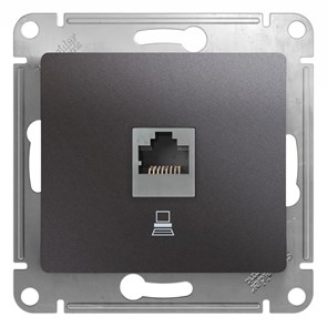 GLOSSA РОЗЕТКА компьютерная RJ45 кат. 5e, механизм, ГРАФИТ GSL001381K
