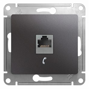 GLOSSA РОЗЕТКА телефонная RJ11, механизм, ГРАФИТ GSL001381T