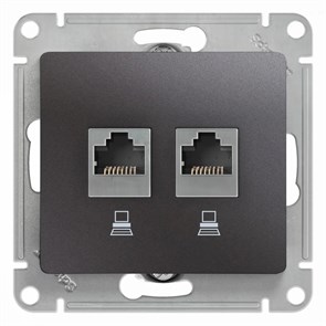 GLOSSA РОЗЕТКА двойная компьютерная RJ45+RJ45 кат. 5e, механизм, ГРАФИТ GSL001385KK