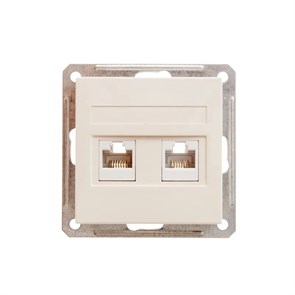 W59 РОЗЕТКА двойная компьютерная RJ45+RJ45 кат. 5e, механизм, СЛОНОВАЯ КОСТЬ RSI-251KK5E-2-86