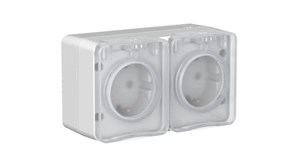 ATLASDESIGN PROFI IP54 О/У РОЗЕТКА двойная с заземлением со шторками, 16А, СЕРЫЙ ATN543026