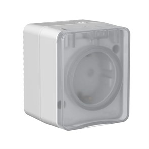 ATLASDESIGN PROFI IP54 О/У РОЗЕТКА с заземлением со шторками, 16А, СЕРЫЙ ATN543045