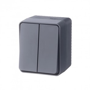 ATLASDESIGN PROFI IP54 О/У 2-клавишный ВЫКЛЮЧАТЕЛЬ, сх.5, 10АХ, АНТРАЦИТ ATN544051