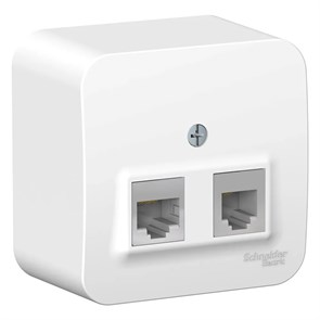 BLANCA О/У РОЗЕТКА двойная: комп.RJ45, кат.5E + телеф. RJ11, ИЗОЛ.ПЛ., БЕЛЫЙ BLNIA045111