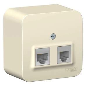 BLANCA О/У РОЗЕТКА двойная: комп.RJ45, кат.5E + телеф. RJ11, ИЗОЛ.ПЛ., МОЛОЧНЫЙ BLNIA045112