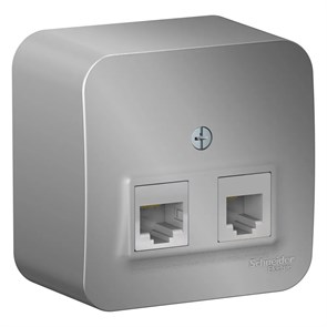 BLANCA О/У РОЗЕТКА двойная: комп.RJ45, кат.5E + телеф. RJ11, ИЗОЛ.ПЛ., АЛЮМИНИЙ BLNIA045113
