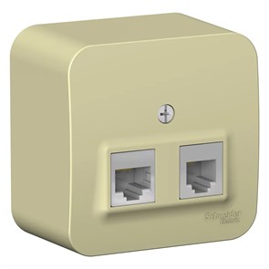BLANCA О/У РОЗЕТКА двойная: комп.RJ45, кат.5E + телеф. RJ11, ИЗОЛ.ПЛ., БЕЖЕВЫЙ BLNIA045117