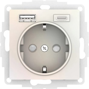 ATLASDESIGN РОЗЕТКА 16А c 2 USB A+C, 5В/2,4А/3,0А, 2х5В/1,5А, механизм, ЖЕМЧУГ ATN000432
