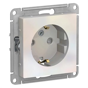 ATLASDESIGN РОЗЕТКА с заземлением со шторками, 16А, механизм, ЖЕМЧУГ ATN000445