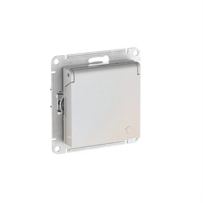 ATLASDESIGN РОЗЕТКА с заземлением со шторками с крышкой,16А,IP20, мех.,быстрозажим. клем., ЖЕМЧУГ ATN000446S