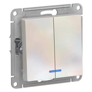 ATLASDESIGN 2-клавишный ВЫКЛЮЧАТЕЛЬ с подсветкой, сх.5а, 10АХ, механизм, ЖЕМЧУГ ATN000453