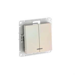 ATLASDESIGN 2-клавишный ВЫКЛЮЧАТЕЛЬ с подсветкой, сх.5а, 10АХ, мех., быстрозажим. клем., ЖЕМЧУГ ATN000453S