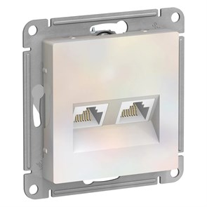 ATLASDESIGN РОЗЕТКА двойная компьютерная RJ45+RJ45 кат. 5e, механизм, ЖЕМЧУГ ATN000485