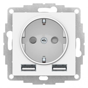 ATLASDESIGN РОЗЕТКА 16А c 2 USB A+A, 5В/2,4А, 2х5В/1,2А, механизм, БЕЛЫЙ ATN000130